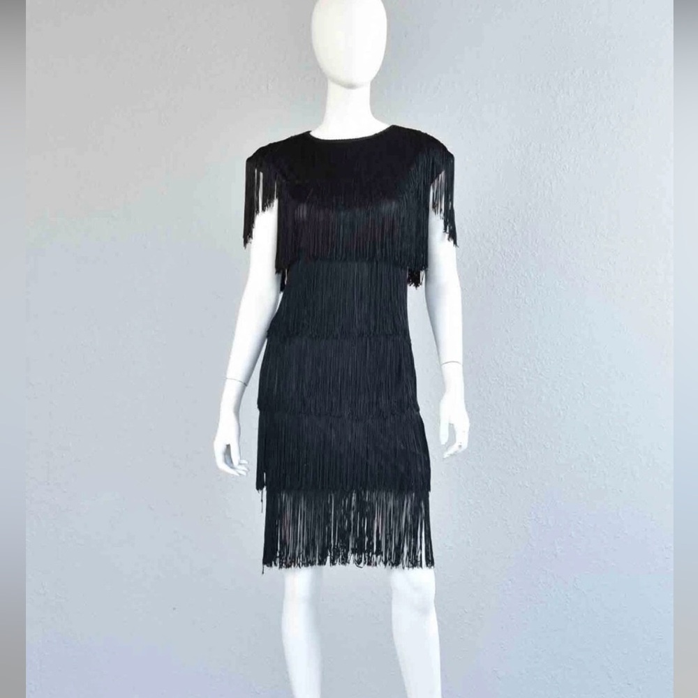 Elegant Black Fringe Dress